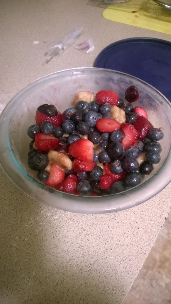 frozen fruit salad with a lemon dressing / glaze