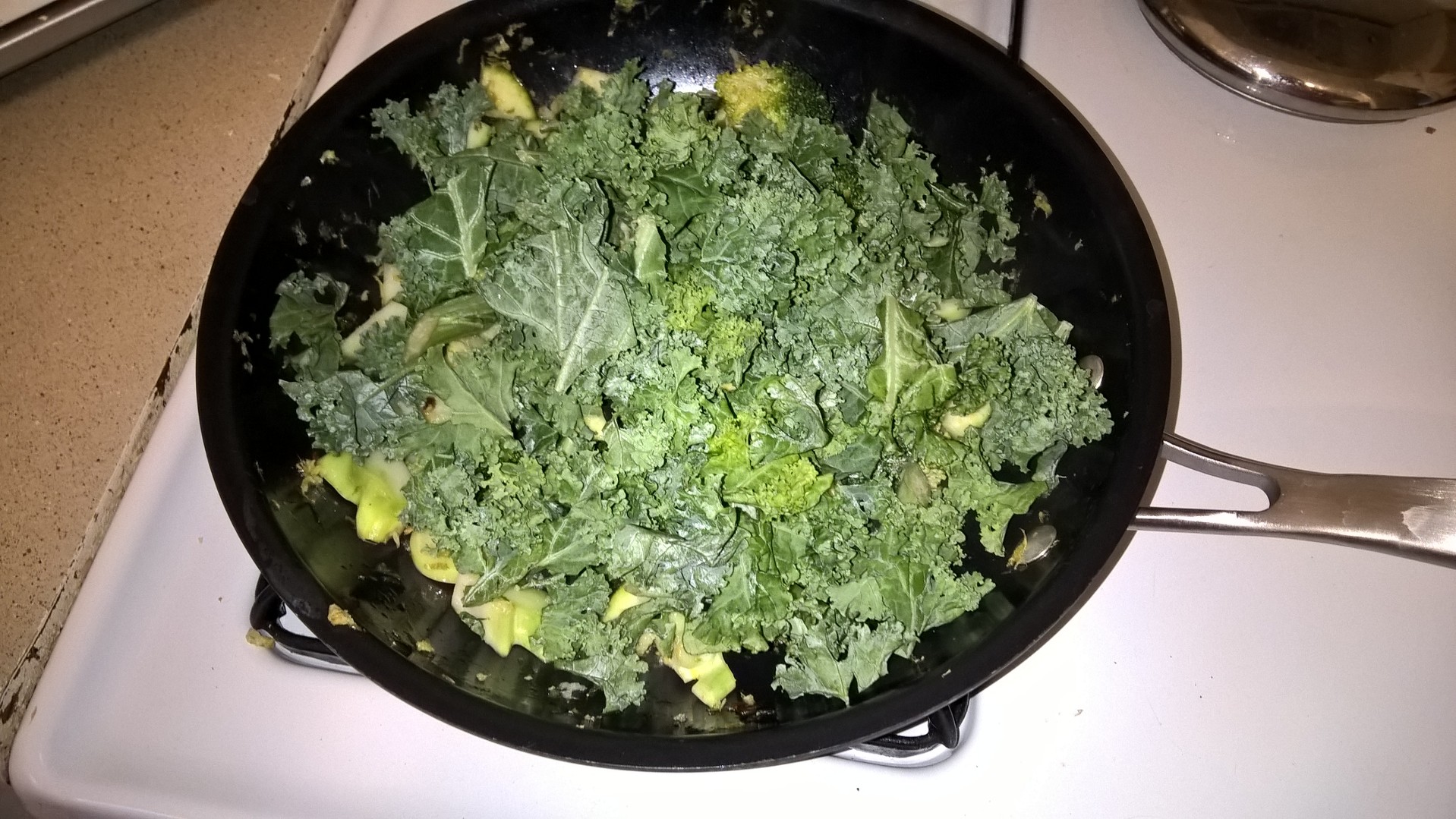 Veggies with kale on top